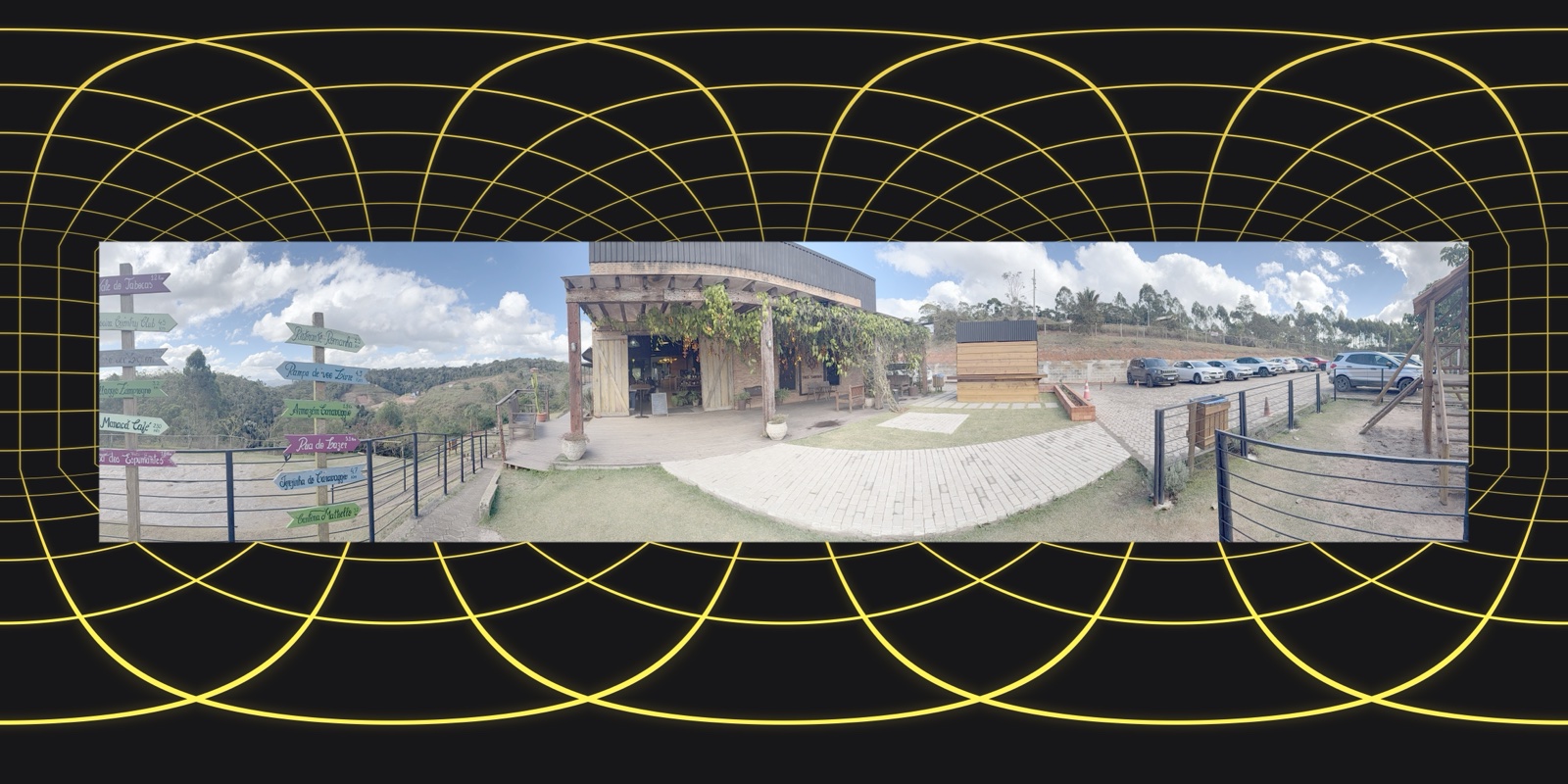 Imagem HDRI 360° de Café rural nas montanhas de Santa Teresa