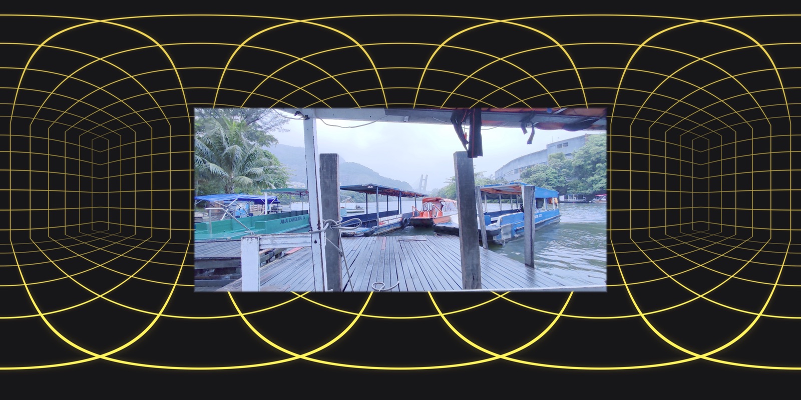 Imagem HDRI 360° de Doca de barcos na Baía de Guanabara, Rio de Janeiro