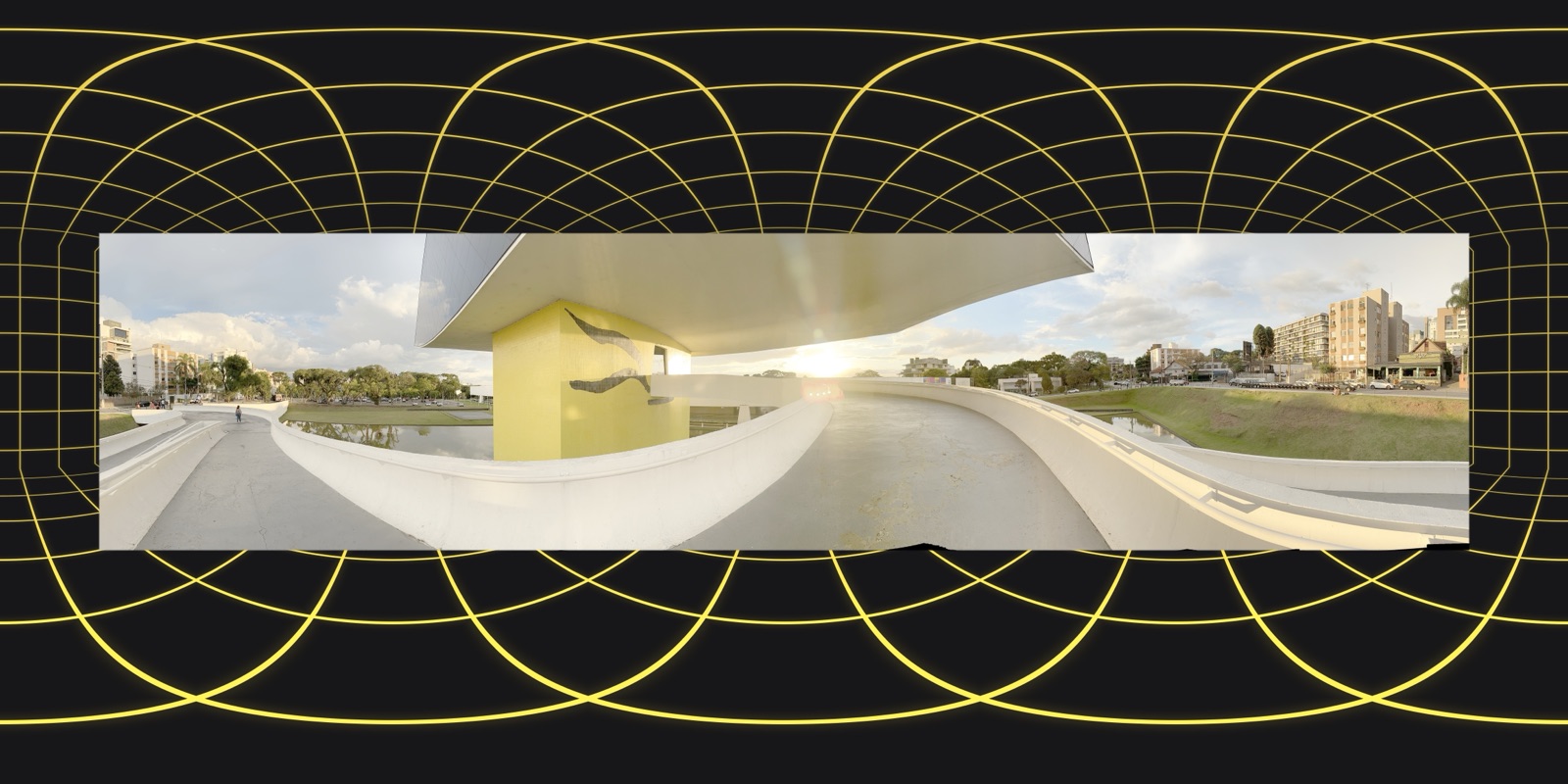 Imagem HDRI 360° de Museu Oscar Niemeyer ao entardecer (Holodeck)